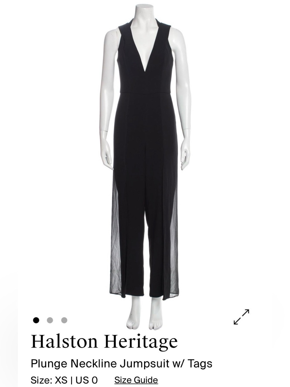 Halston Heritage Black Deep V Jumpsuit with Sheer Side Panels